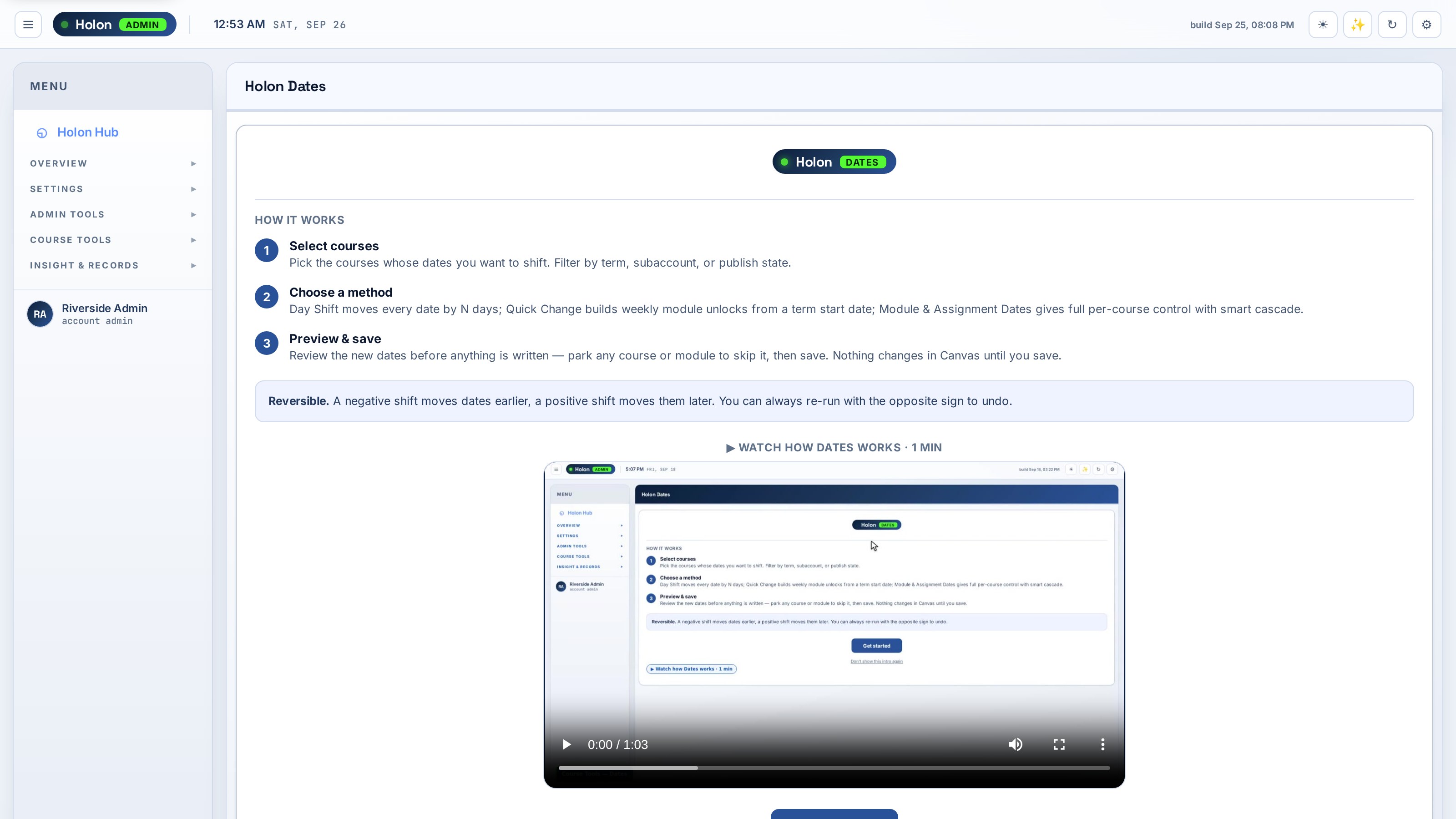 Bulk date management in Holon Admin